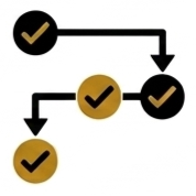 Image of check marks in circles with arrows pointing between them from left to right.