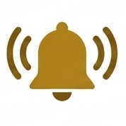 Image of a golden bell with sound icons emanating from either side.